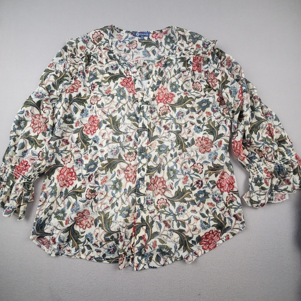 Democracy Floral, Sheer, Romantic, Cottagecore, Boho 2 Piece Top Blouse Size XL
